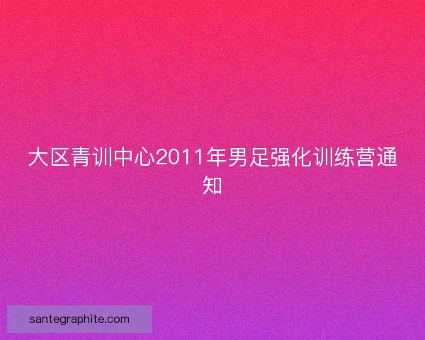 大区青训中心2011年男足强化训练营通知
